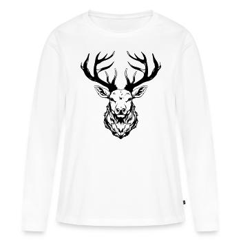 Tête de cerf - T-shirt manches longues Premium bio Femme - blanc - Devant - Julia (174cm)