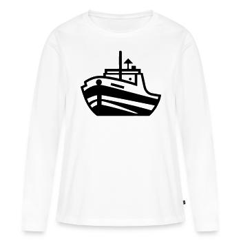 Boot - Frauen Premium Bio Langarmshirt - Weiß - Vorne - Julia (174cm)