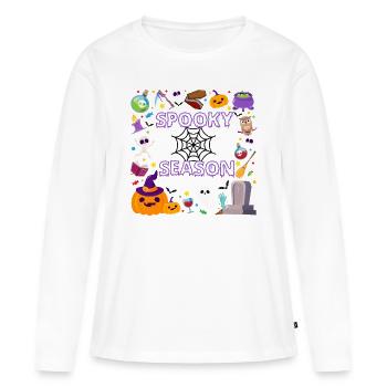 Halloween Spooky Season - T-shirt manches longues Premium bio Femme - blanc - Devant - Julia (174cm)