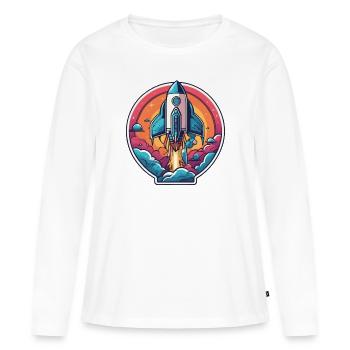 Fusée - T-shirt manches longues Premium bio Femme - blanc - Devant - Julia (174cm)