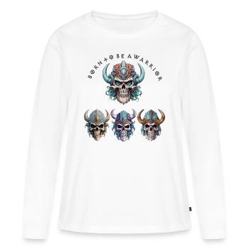 Geboren, um ein Wikingerkrieger zu sein - Frauen Premium Bio Langarmshirt - Weiß - Vorne - Julia (174cm)