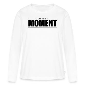 Vivez l’instant présent - T-shirt manches longues Premium bio Femme - blanc - Devant - Julia (174cm)