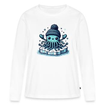 Monstre amigurumi sur une banquise - T-shirt manches longues Premium bio Femme - blanc - Devant - Julia (174cm)