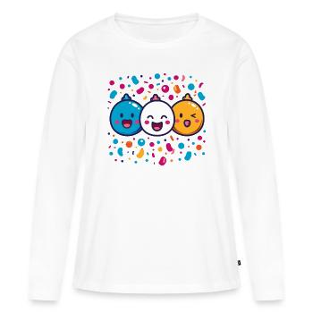Joie de carnaval avec des confettis - T-shirt manches longues Premium bio Femme - blanc - Devant - Julia (174cm)