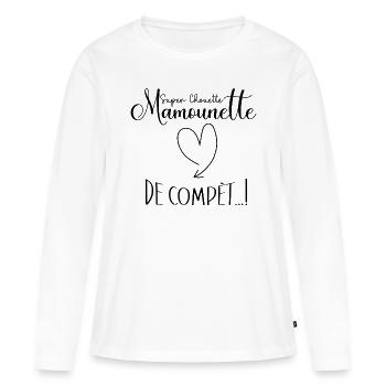 mamounette super chouette de compèt - T-shirt manches longues Premium bio Femme - blanc - Devant - Julia (174cm)