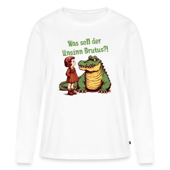 Crazy World 9 - Was soll der Unsinn Brutus ?! - T-shirt manches longues Premium bio Femme - blanc - Devant - Julia (174cm)