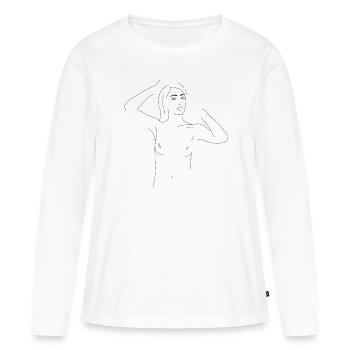 Lineart minimaliste – nu. Sexy girl! - T-shirt manches longues Premium bio Femme - blanc - Devant - Julia (174cm)