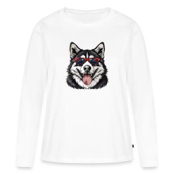 Husky d’Amérique - T-shirt manches longues Premium bio Femme - blanc - Devant - Julia (174cm)
