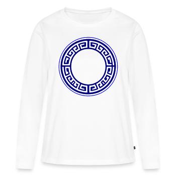 Cercle d’icônes grecques - T-shirt manches longues Premium bio Femme - blanc - Devant - Julia (174cm)