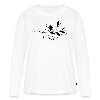 Vigne florale s’épanouit - T-shirt manches longues Premium bio Femme - blanc - Devant - Julia (174cm)
