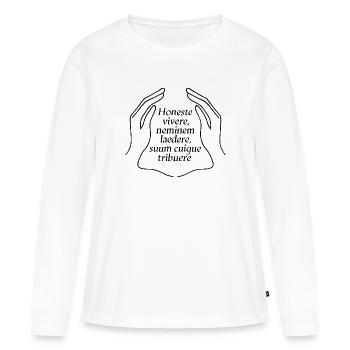 Honeste Vivere Latin Citation Sagesse - T-shirt manches longues Premium bio Femme - blanc - Devant - Julia (174cm)