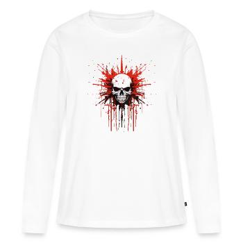 Crâne d’éclaboussures - T-shirt manches longues Premium bio Femme - blanc - Devant - Julia (174cm)