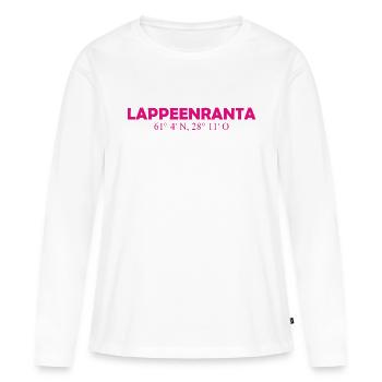 Lappeenranta - Finlande - Coordonnées - Longitude - T-shirt manches longues Premium bio Femme - blanc - Devant - Julia (174cm)