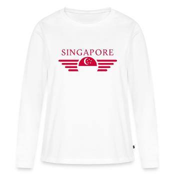Singapour - T-shirt manches longues Premium bio Femme - blanc - Devant - Julia (174cm)