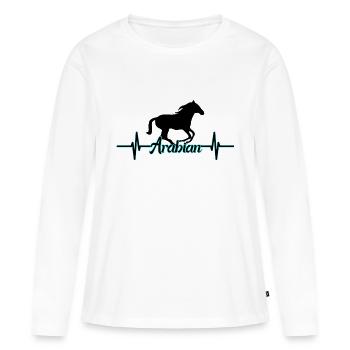 Ligne coeur arabe cheval arabe - T-shirt manches longues Premium bio Femme - blanc - Devant - Julia (174cm)