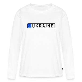 L’Ukraine dans l’Union européenne, plaque d’immatriculation - T-shirt manches longues Premium bio Femme - blanc - Devant - Julia (174cm)