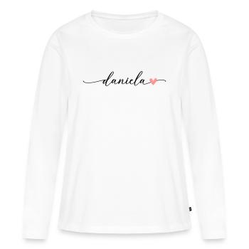 Daniela Name Vorname Kalligrafie Schrift - Frauen Premium Bio Langarmshirt - Weiß - Vorne - Julia (174cm)