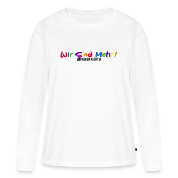 Diversité colorée - nous sommes plus ! Nous contre la droite ! - T-shirt manches longues Premium bio Femme - blanc - Devant - Julia (174cm)