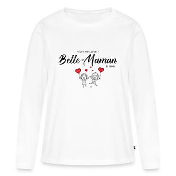 élue meilleure Belle-mère Cadeau à personnalisé - T-shirt manches longues Premium bio Femme - blanc - Devant - Julia (174cm)
