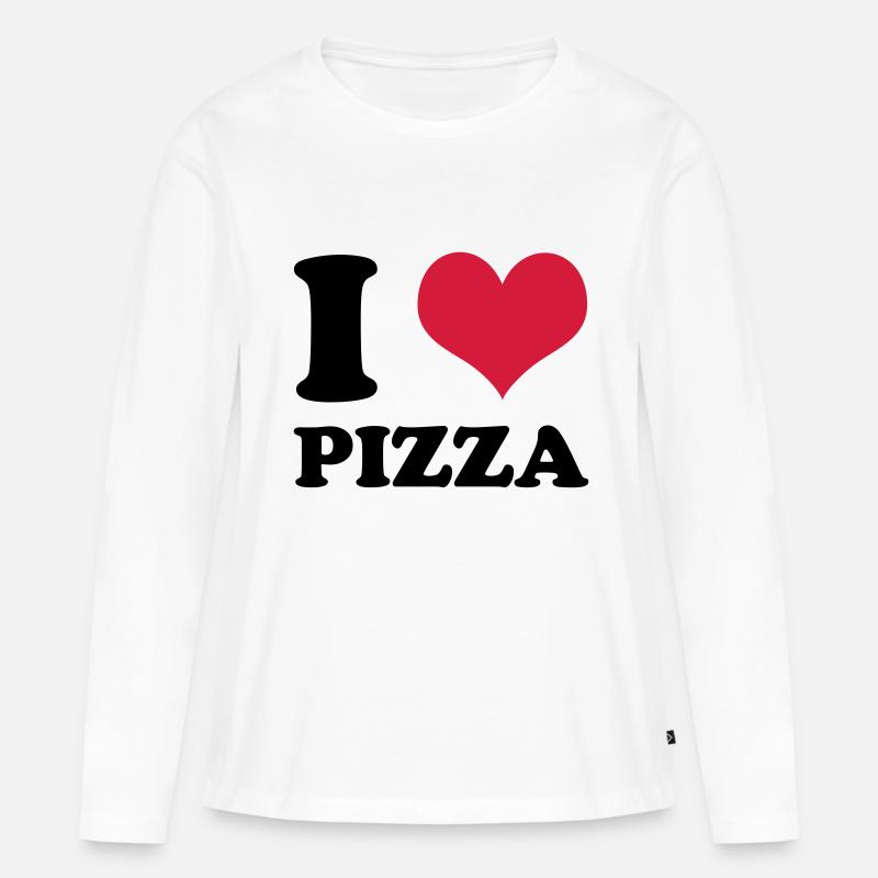 I Love Pizza - Frauen Premium Bio Langarmshirt - Weiß