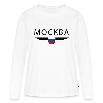 T-Shirt Moscou – Métropole de l’Elégance - T-shirt manches longues Premium bio Femme - blanc - Devant - Julia (174cm)