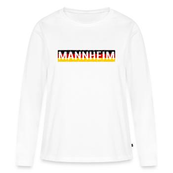 MANNHEIM MANNHEIMER ALLEMAGNE HEIMATLIEBE HEIMAT - T-shirt manches longues Premium bio Femme - blanc - Devant - Julia (174cm)