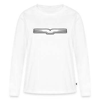 Pages du livre ouvert sur l’éducation - T-shirt manches longues Premium bio Femme - blanc - Devant - Julia (174cm)
