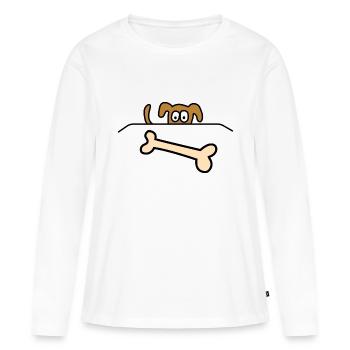 Chien en os - T-shirt manches longues Premium bio Femme - blanc - Devant - Julia (174cm)