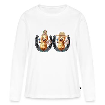 Cacahuètes Cacahuètes Wild West Western Enfants Enfant - T-shirt manches longues Premium bio Femme - blanc - Devant - Julia (174cm)