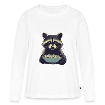 Billet raton laveur - T-shirt manches longues Premium bio Femme - blanc - Devant - Julia (174cm)