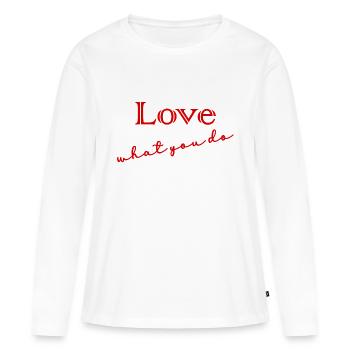 CITATION,CITATIONS,MESSAGE, MESSAGE,HUMOUR - T-shirt manches longues Premium bio Femme - blanc - Devant - Julia (174cm)