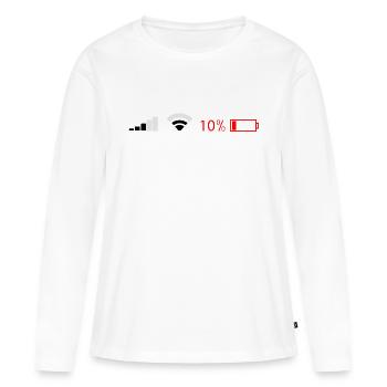 Batterie - Frauen Premium Bio Langarmshirt - Weiß - Vorne - Julia (174cm)
