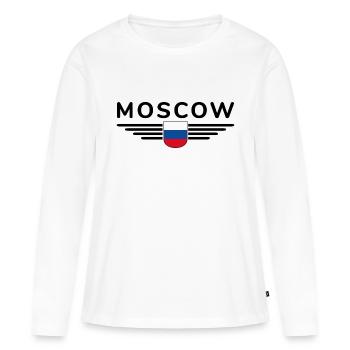 T-Shirt Moscou – Métropole de l’Elégance - T-shirt manches longues Premium bio Femme - blanc - Devant - Julia (174cm)
