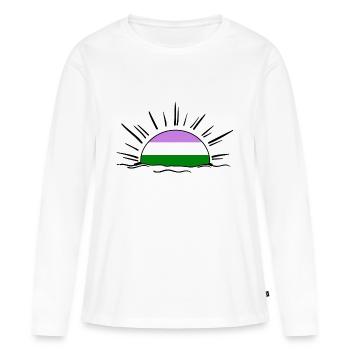 genderqueer non binary androgyn pride queer lgbt - Frauen Premium Bio Langarmshirt - Weiß - Vorne - Julia (174cm)