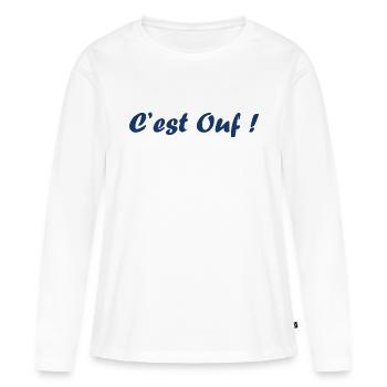 C'est ouf - T-shirt manches longues Premium bio Femme - blanc - Devant - Julia (174cm)