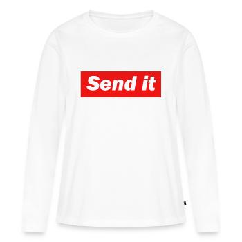Send it - Frauen Premium Bio Langarmshirt - Weiß - Vorne - Julia (174cm)