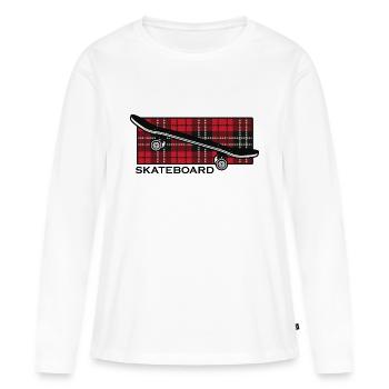 skateboard skate-life halfpipe skateboarder sk8 - T-shirt manches longues Premium bio Femme - blanc - Devant - Julia (174cm)