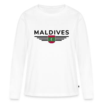Maldives Fans : Maillots exclusifs - T-shirt manches longues Premium bio Femme - blanc - Devant - Julia (174cm)