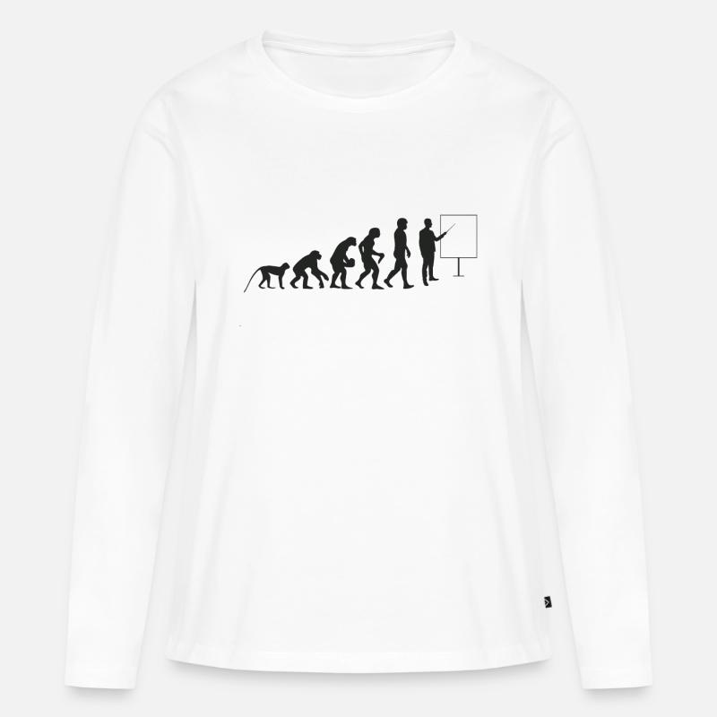 Lehrer Evolution - Frauen Premium Bio Langarmshirt - Weiß