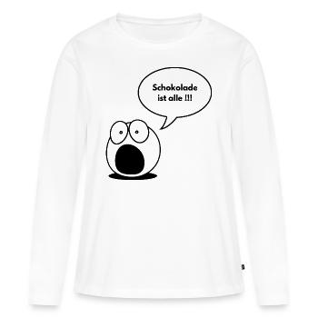 Schokolade ist alle !!! - Frauen Premium Bio Langarmshirt - Weiß - Vorne - Julia (174cm)