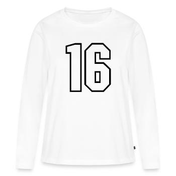 16 ans maillot numéro 16 t-shirt maillot de sport 16 - T-shirt manches longues Premium bio Femme - blanc - Devant - Julia (174cm)