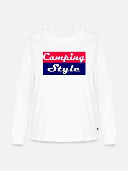 Camping Style - Frauen Premium Bio Langarmshirt - Weiß