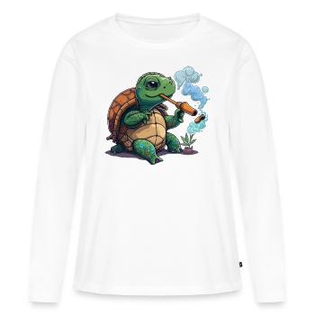 Tortue Toking - T-shirt manches longues Premium bio Femme - blanc - Devant - Julia (174cm)