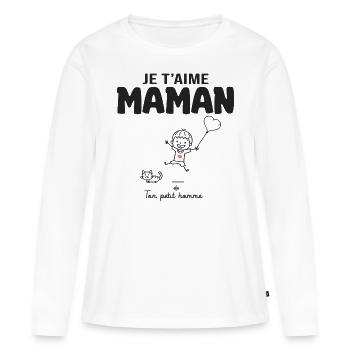 je t aime maman cadeau maman garçon fête des mères - T-shirt manches longues Premium bio Femme - blanc - Devant - Julia (174cm)