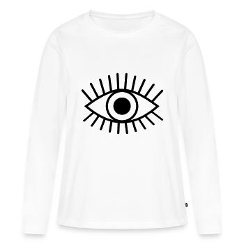 Wimpern Auge Blick Strich Zeichnung - Frauen Premium Bio Langarmshirt - Weiß - Vorne - Julia (174cm)