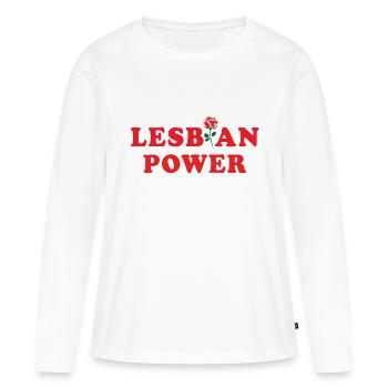 Puissance lesbienne - T-shirt manches longues Premium bio Femme - blanc - Devant - Julia (174cm)