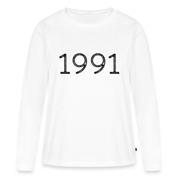 Année de naissance 1991 Anniversaire - T-shirt manches longues Premium bio Femme - blanc - Devant - Julia (174cm)