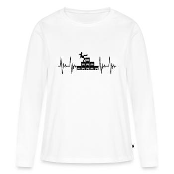 Milch Kasten Challenge schwarz Herzschlag Sport - Frauen Premium Bio Langarmshirt - Weiß - Vorne - Julia (174cm)