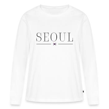 J’adore Séoul - T-shirt manches longues Premium bio Femme - blanc - Devant - Julia (174cm)