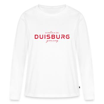 T-shirt Duisbourg – Skyline - T-shirt manches longues Premium bio Femme - blanc - Devant - Julia (174cm)